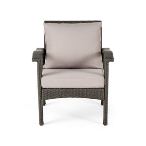 English Elm Christopher Knight Home® - HONOLULU Woven Rattan Club Chair Set — Durable PE Rattan & Iron Frame, Waterproof Fabric, Cozy Seating Grey+Silver 52918.00GRYMP2