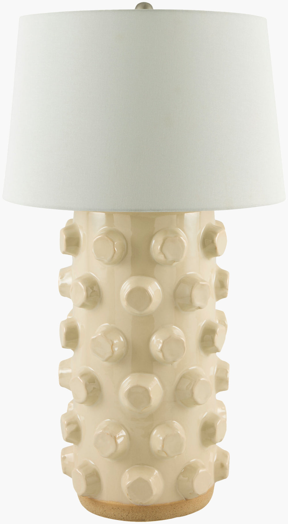 Surya Vage 34" Art Deco Accent Table Lamp - Elegant Ceramic Body & Linen Shade For Cozy Ambiance Body, Cream,Shade, White,Finial, Metallic ,Nickel,Harp, Metallic ,Nickel,Cord, Translucent Ceramic,Linen,Linen,Linen,Plastic,Iron Vag-003