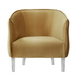 Homelegance By Top-Line Namine Velvet Barrel Back Acrylic Leg Accent Chair Gold Velvet