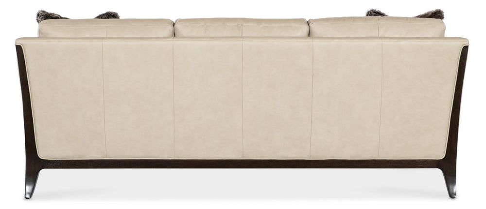 Hooker Furniture Sopower Mid-Century Transitional Sofa In Aline Stonewash Semi-Aniline Leather With Caviar Legs (85.5") SS208-03-005