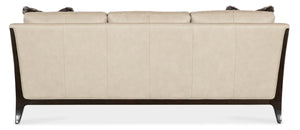 Hooker Furniture Sopower Mid-Century Transitional Sofa In Aline Stonewash Semi-Aniline Leather With Caviar Legs (85.5") SS208-03-005