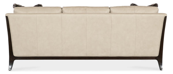 Hooker Furniture Sopower Mid-Century Transitional Sofa In Aline Stonewash Semi-Aniline Leather With Caviar Legs (85.5") SS208-03-005