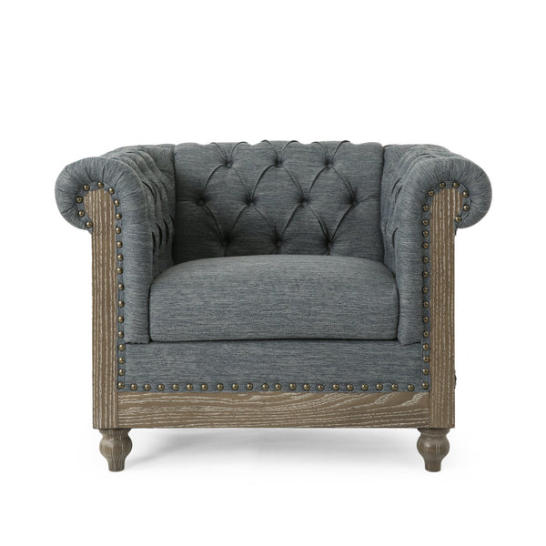 English Elm Christopher Knight Home® - CLUB Chair with Chesterfield-Inspired Button Tufting, Scrolled Arms & Nailhead Trim for Living Room Charcoal 40.5 L x 34.5 W x 25.75 H 72759.00