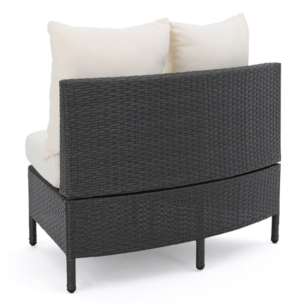 English Elm Christopher Knight Home® - PT LIMON Single Sofa Set Grey/White Faux Rattan 2 Curved Armless Chairs Iron Frame 400lb Capacity 54786.00GRY