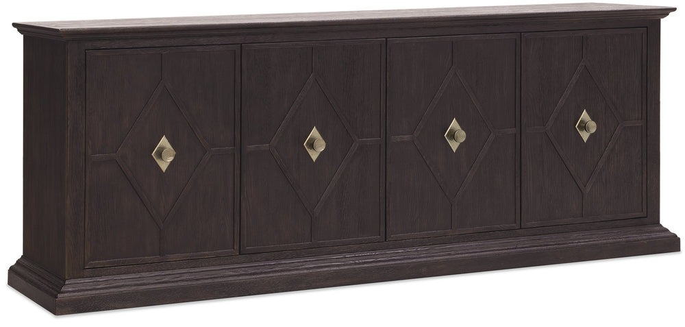 Hooker Furniture Driftwood Oak Credenza with Wine Storage and Media Shelves for Rustic Living Rooms 6820-55490-99