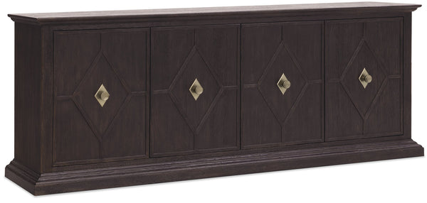 Hooker Furniture Driftwood Oak Credenza with Wine Storage and Media Shelves for Rustic Living Rooms 6820-55490-99