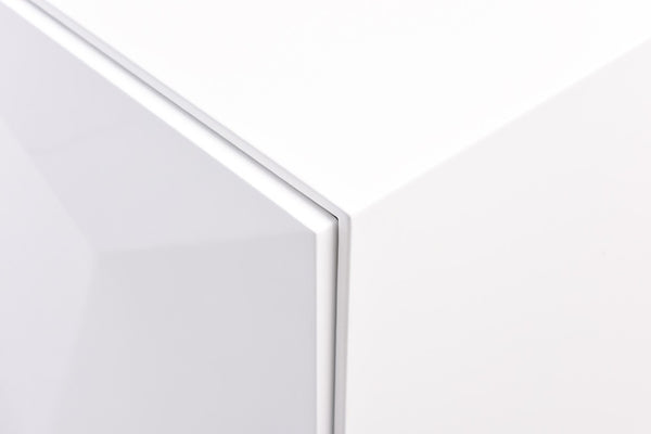 VIG Furniture Vanguard Modern White Buffet With High-Gloss Geometric Doors, Soft-Close Cabinets & Stainless Legs VGVCG1108-WHT