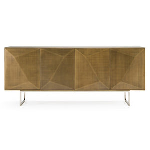 VIG Furniture Vanguard Geometric Antique Brass Buffet With Soft-Close Doors, Adjustable Shelves & Sculptural Finish VGVC-G1108-BRS