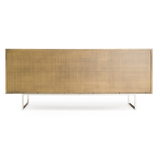 VIG Furniture Vanguard Geometric Antique Brass Buffet With Soft-Close Doors, Adjustable Shelves & Sculptural Finish VGVC-G1108-BRS