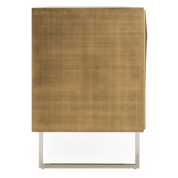 VIG Furniture Vanguard Geometric Antique Brass Buffet With Soft-Close Doors, Adjustable Shelves & Sculptural Finish VGVC-G1108-BRS