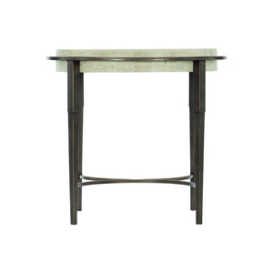 Bernhardt Bernhardt Barclay Side Table With Honed White Travertine Top & Antique Pewter Sculptural Base, 26" 512122