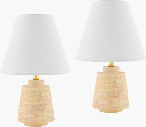 Livabliss Vasto Resin Table Lamp with Linen Shade Warm Amber Glow for Bedroom or Study VAS-001