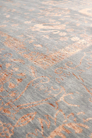 Pasargad Home Transitional Hand-knotted Blue Bamboo Silk & Wool Area Rug For Elegant Living Spaces   Vase-1071 10x14