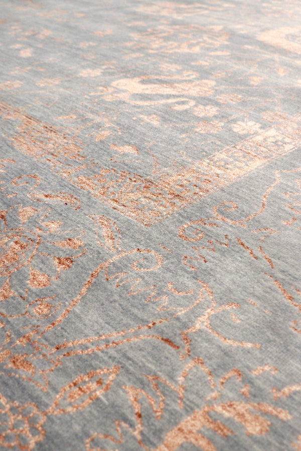 Pasargad Home Transitional Hand-knotted Blue Bamboo Silk & Wool Area Rug For Elegant Living Spaces   Vase-1071 10x14