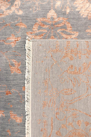 Pasargad Home Transitional Hand-knotted Blue Bamboo Silk & Wool Area Rug For Elegant Living Spaces   Vase-1071 10x14