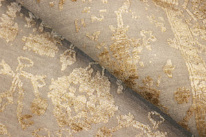 Pasargad Home Transitional Hand-knotted Silver Area Rug - Luxury Bamboo Silk & Wool Elegance   Vase-3gld 4x6