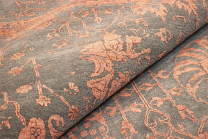 Pasargad Home Transitional Hand-knotted Silver Area Rug - Luxury Bamboo Silk & Wool Elegance   Vase-3sm 9x12