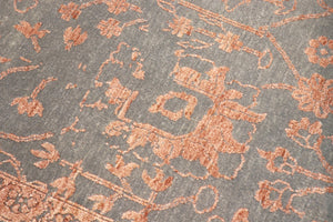 Pasargad Home Transitional Hand-knotted Silver Area Rug - Luxury Bamboo Silk & Wool Elegance   Vase-3sm 9x12