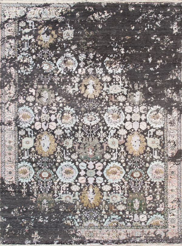 Pasargad Luxurious Hand-knotted Silk & Wool Area Rug - Stylish, Durable Elegance For Any Space   Vase-469 9x12