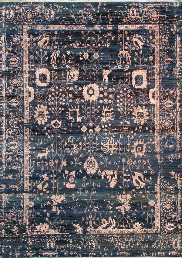 Pasargad Luxurious Hand-knotted Silk & Wool Area Rug - Stylish, Durable Elegance For Any Space   Vase-7024 10x14