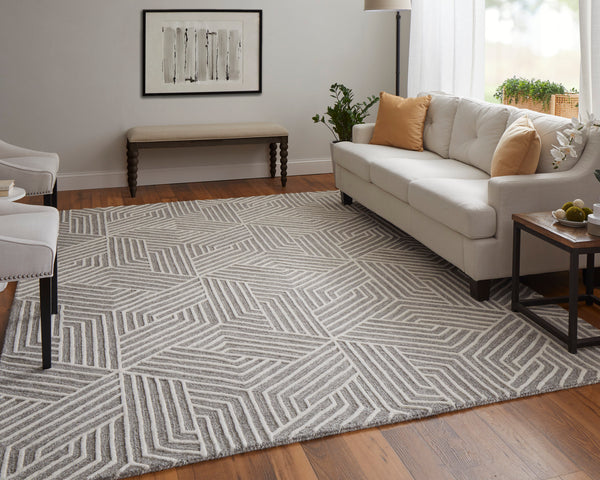 Feizy Rugs Lytton Hand-tufted Wool Geometric Rug – Durable, Stylish, And Perfect For Any High-traffic Space Gray,Ivory Wool T24t8010grycrmi68