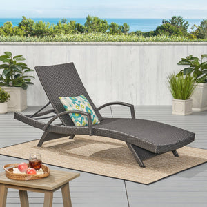 English Elm Christopher Knight Home® - Salem Pe Wicker Chaise Lounge - Adjustable Outdoor Comfort In Stylish Grey For Patios & Pools 52005.00ARMGRY