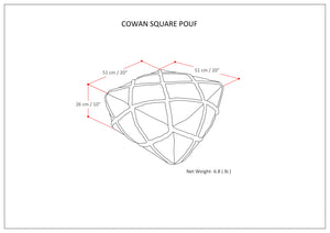 English Elm Cowan Handcrafted Square Pouf in Blue and Natural Woven Wool-Cotton with Diamond Stitching, Supportive Seat (20") Light Blue B136P159312