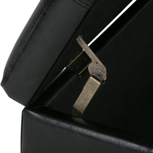 English Elm Kingsley Large Storage Ottoman with Nailhead Trim and Child-Safe Hinge – Faux Leather Bench Seat Black B136P158177