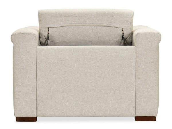 Hooker Furniture Savion Deux Power Recliner With Chesterfield Tufting, Aries Beach Fabric, Nail Trim & Powered Headrest SS435-PH1-414