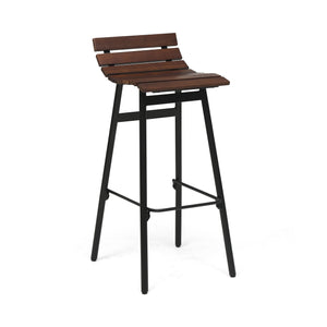 English Elm Christopher Knight Home® - NORDIC Camron 35" Wooden Barstool Set of 2 - 29.25" Seat Height, Acacia Wood & Iron, Dark Brown/Black Finish 65564.00DBRN