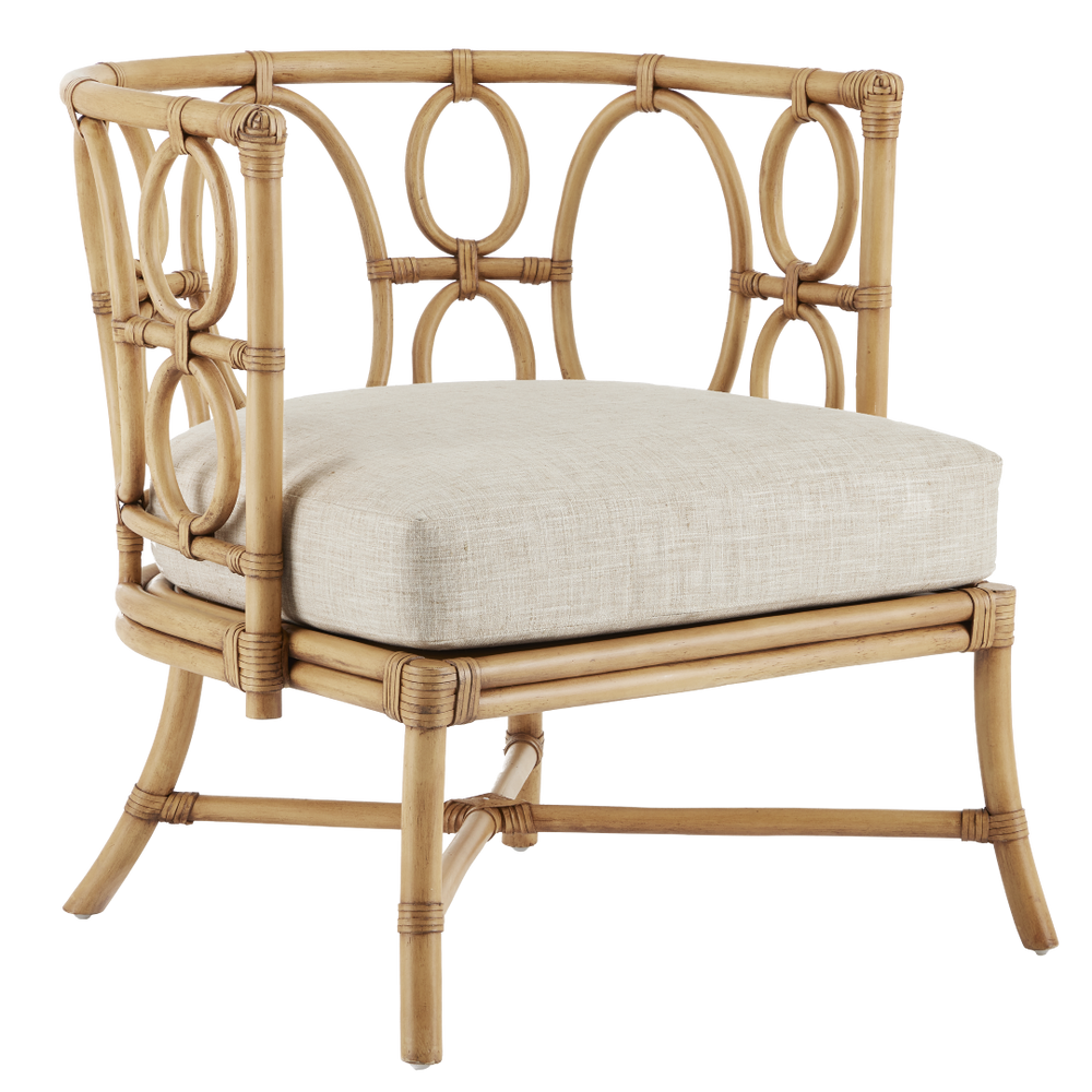 Tegal Natural Chair - Handcrafted Rattan with Leather Ties for Elegant Indoor & Beachside Living