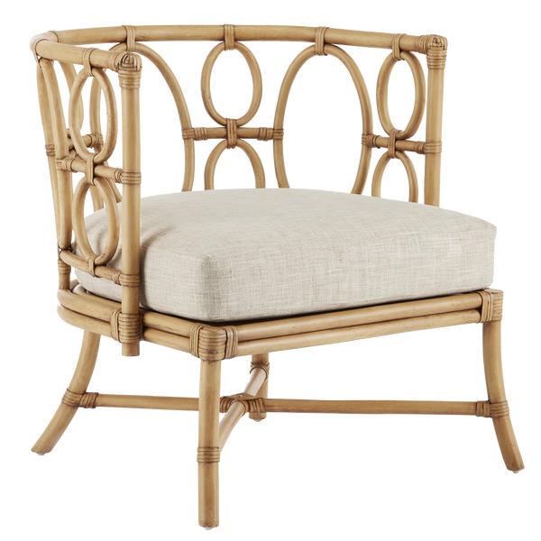 Tegal Natural Chair - Handcrafted Rattan with Leather Ties for Elegant Indoor & Beachside Living