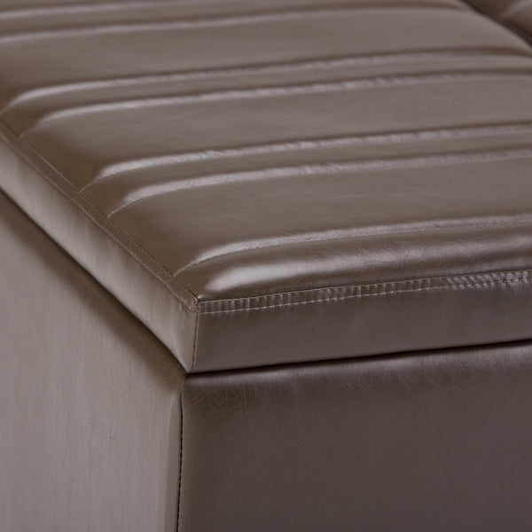 English Elm Ellis Coffee Table Storage Ottoman - Versatile Chocolate Brown Faux Leather For Modern Living Spaces B136P159157