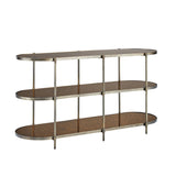 Scott Living Heritage Console Table - Modern Industrial Design with Amber Glass & Antique Brass Frame