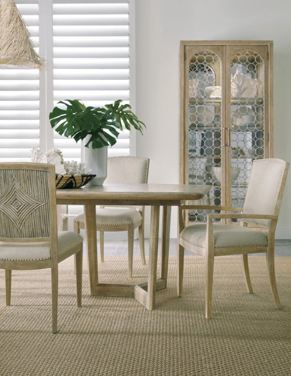 Hooker Furniture Surfrider Reeded Diamond Carved Back Side Chair With Driftwood Finish, Nailhead Trim & Performance Fabric 6015-75411-80