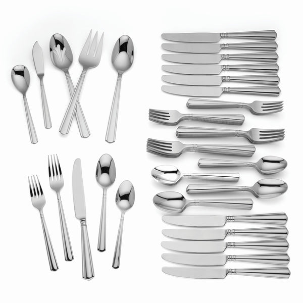 Lenox Amber Hill 65-Piece Flatware Set Metallic, STAINLESS METAL 890906