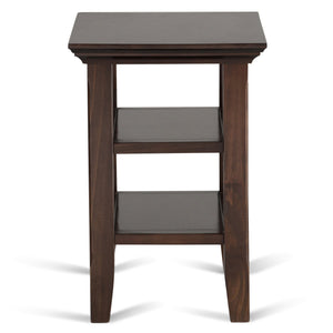 English Elm Acadian Solid Wood Narrow Side Table - Elegant Brunette Finish With Open Shelves For Small Spaces B136P159400