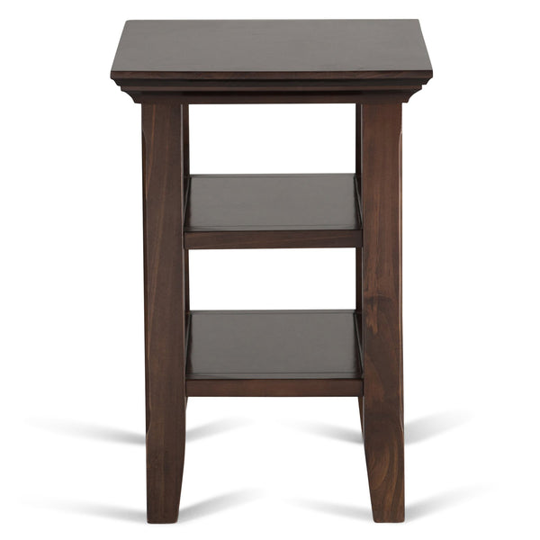 English Elm Acadian Solid Wood Narrow Side Table - Elegant Brunette Finish With Open Shelves For Small Spaces B136P159400