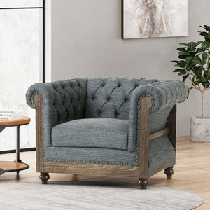 English Elm Christopher Knight Home® - CLUB Chair with Chesterfield-Inspired Button Tufting, Scrolled Arms & Nailhead Trim for Living Room Charcoal 40.5 L x 34.5 W x 25.75 H 72759.00