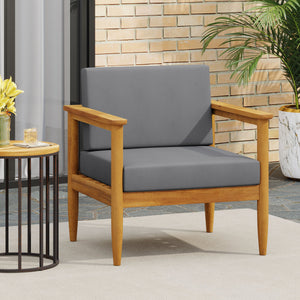 English Elm Christopher Knight Home® - GAVIN Acacia Club Chair Dark Grey with Water-Resistant Cushions, Slat Wood Design, 29"W x 27"D 67311.00DGRY