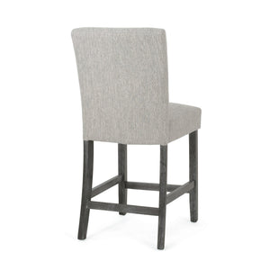 English Elm Christopher Knight Home® - Contemporary Button-Tufted Fabric Counter Stools Set of 2 with Espresso Legs, Waffle Stitch Comfort LIGHT GREY 71254.00LGRY