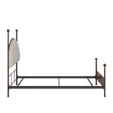 Homelegance By Top-Line Finola Cream Curved Top Cherry Brown Metal Poster Bed Black Linen