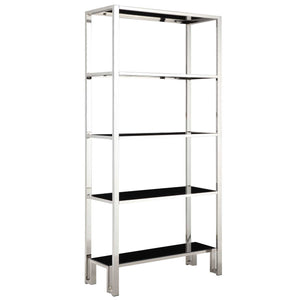 Homelegance By Top-Line Werner Black and Chrome Metal 4-Shelf Bookcase Nickel Metal