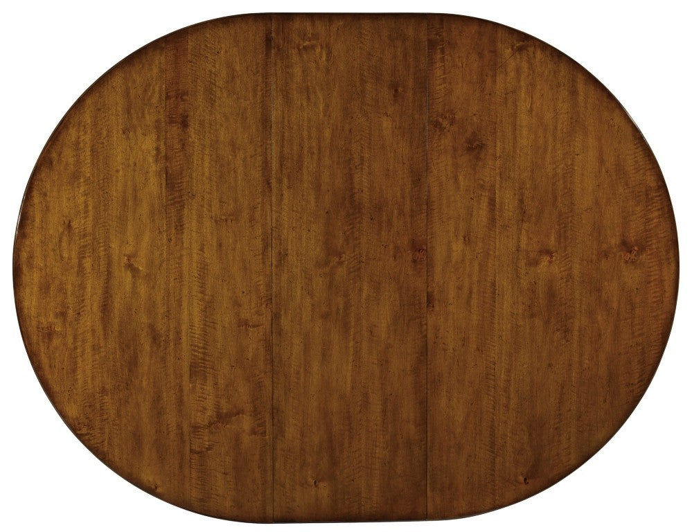 Hooker Furniture Tynecastle Round Pedestal Dining Table — Rustic Chestnut 60" To 78" With 18" Leaf, Barn-Rafter Base 5323-75206