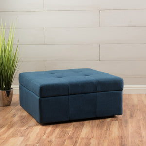 English Elm Larkin Tufted Storage Ottoman with Rolling Casters for Modern Living Rooms 53068.00NBL