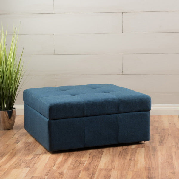 English Elm Larkin Tufted Storage Ottoman with Rolling Casters for Modern Living Rooms 53068.00NBL