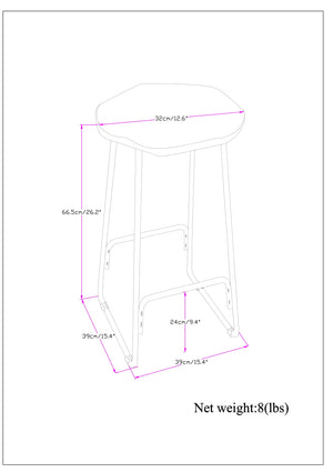 English Elm Orson Saddle Counter Height Stool Set of 2 - Natural Light Brown Saddle Seats, Metal Legs, Industrial Chic B136P159032