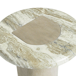 Bernhardt Bernhardt Arcadia Rustic-Modern Accent Table With Faux Stone Top, Sculptural Oak Base, 20" Square 334111