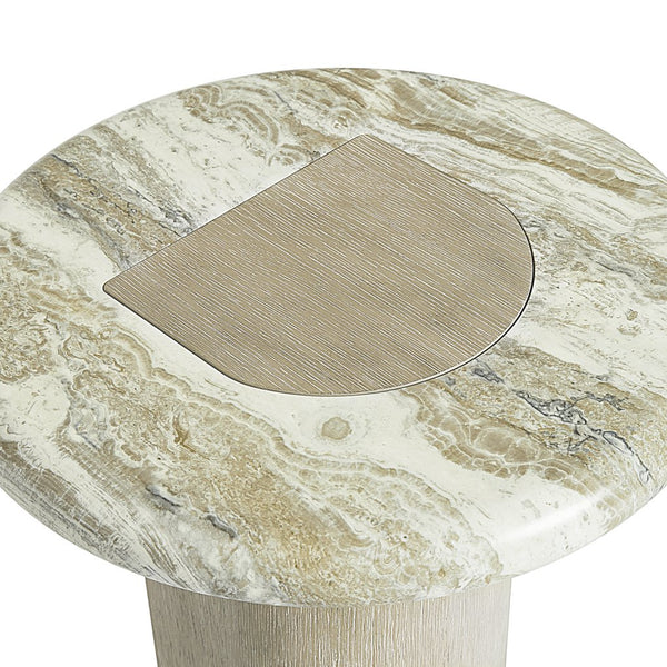 Bernhardt Bernhardt Arcadia Rustic-Modern Accent Table With Faux Stone Top, Sculptural Oak Base, 20" Square 334111