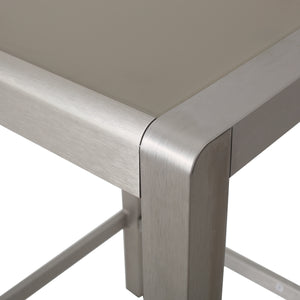 English Elm 43" Outdoor Tempered Glass Top Aluminum Bar Table Powder-coated for Patio Use 60013.00